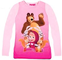 Nové - Růžové triko s obrázkem Máša a medvěd 