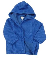 Modrý podšitý propínací svetr s kapucí zn. Bluezoo