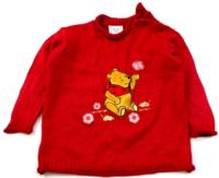 Červený svetr s medvídkem Pú zn. Disney