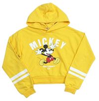 Žlutá crop mikina s Mickeym a kapucí zn. H&M