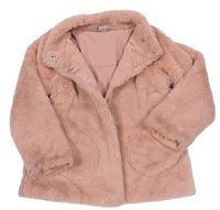 Růžový chlupatý podšitý kabát zn. Tu