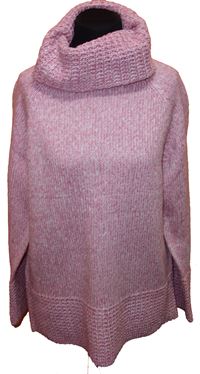 Dámský růžový melírovaný svetr s rolákem 
