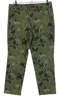Dámské khaki květované crop kalhoty zn. M&S
