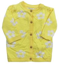 Žlutý propínací svetr s kytičkami zn. F&F