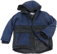 Černo-tmavomodrá šusťáková zimní bunda s kapucí zn. Michael Kors 