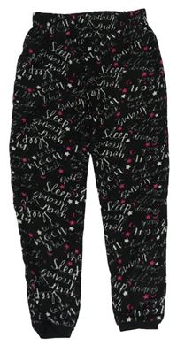 Černé fleecové pyžamové kalhoty s nápisy a hvězdičkami zn. George