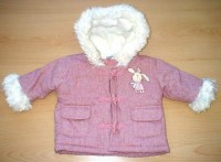 Růžový zimní kabátek s kapucí a kožíškem zn. Cheroke