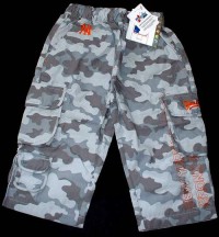 Outlet - Šedé army 7/8 plátěné kalhoty s výšivkami