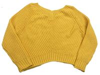 Hořčicový žebrovaný pletený oversize crop svetr zn. New Look