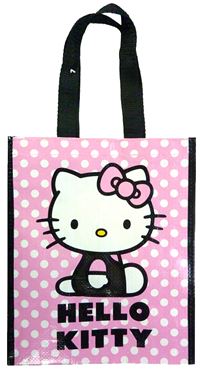 Nové - Růžovo-černá puntíkovaná taška s Hello Kitty zn. Sanrio