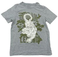 Šedé melírované tričko s tygrem zn. F&F