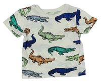 Krémové tričko s krokodýly zn. H&M