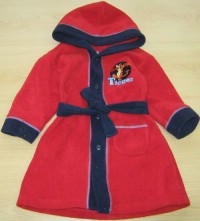 Červeno-tmavomodrý fleecový župánek s kapucí zn. Bhs