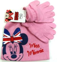 Nové - 2set - Růžová čepička+rukavičky s Minnií zn. Disney 