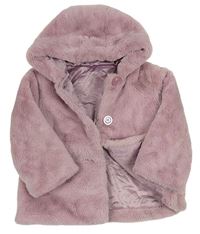 Růžový kožešinový zateplený kabát s kapucí zn. Nutmeg