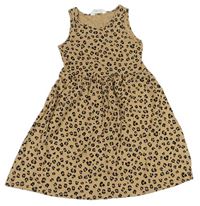 Béžové bavlněné šaty s leopardím vzorem zn. H&M