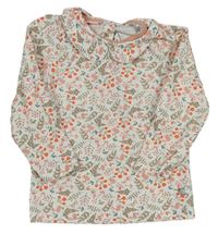 Bílo-barevné květované triko s límečkem zn. Liegelind
