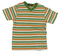 Zeleno-oranžovo-bílé pruhované tričko zn. George