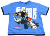 Modré tričko s Mario Bros 