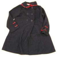 Tmavomodrý vlněný podzimní kabátek na knoflíky 