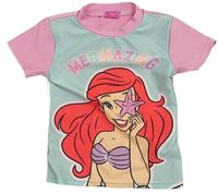 Růžovo-tyrkysové Uv tričko Ariel zn. Disney 