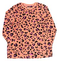 Neonově růžové sametové pyžamové triko s leopardím vzorem zn. Primark