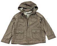Khaki plátěná jarní bunda s kapucí zn. Marks&Spencer
