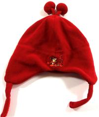 Červená fleecová čepička s medvídkem Pú zn. Disney vel.68-80