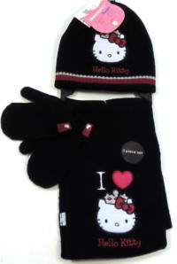 Nové - 3set - Černá čepička+šála+rukavičky s Kitty zn. Sanrio vel. 1-3 roky
