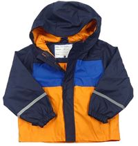 Tmavomodro-modro-oranžová nepromokavá jarní bunda s kapucí zn. Kiki&Koko