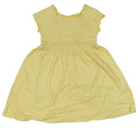Žluto-bílé pruhované šaty s žabičkováním zn. St. Bernard
