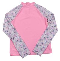 Neonově růžovo-květované UV triko zn. F&F