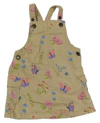 Béžové laclové riflové šaty s barevnými motýlky zn. Debenhams
