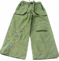 Zelené šusťákové kalhoty s kytičkami zn. Adams