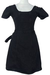Dámské černé riflové šaty s páskem zn. Denim 