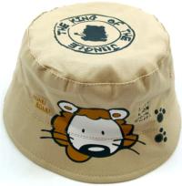Outlet - Béžový plátěný klobouček s tygrem 