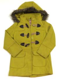Limetkový flaušový podzimní kabátek s kapucí zn. Next