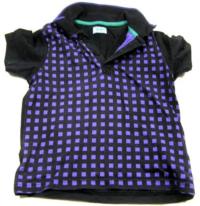 Černo-fialové čtverečkaté tričko s límečkem zn. F&F 
