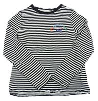 Černo-bílé pruhované triko s nápisem zn. M&S