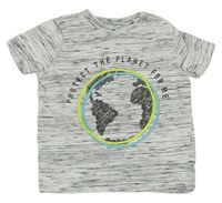 Šedé melírované tričko s planetou zn. F&F