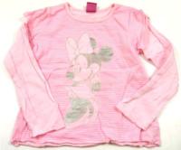 Růžové pruhované triko s Minnie zn. Disney+Next 