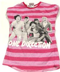 Růžové pruhované tričko s One Direction 