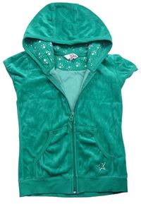 Zelená sametová propínací vesta s kapucí zn. Y.d