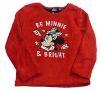 Červená chlupatá pyžamová mikina s Minnie zn. Disney