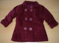 Fialový sametovo/riflový zateplený kabátek