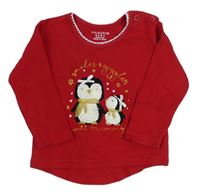 Červené triko s tučňáky zn. Primark