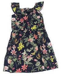 Černé bavlněné květinové šaty zn. H&M