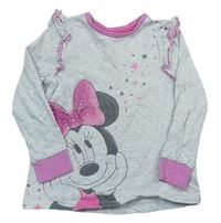 Šedo-růžové triko s Minnií a volánky zn. Disney 