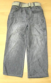 Šedé riflové kalhoty s páskem zn. Debenhams
