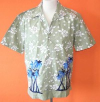 Pánská khaki letní košile s hawajskými květy a palmami